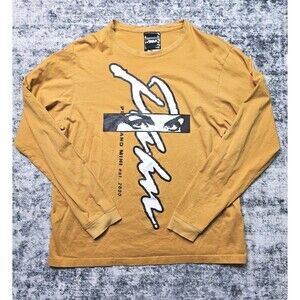 Perks and Mini PAM 10 Men's Aiden Long Sleeve Yellow Graphic T-Shirt Size XL